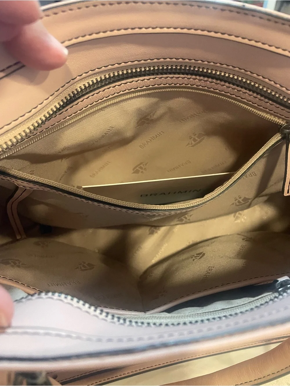 Brahmin Blush Pink Leather Satchel with Top Handles